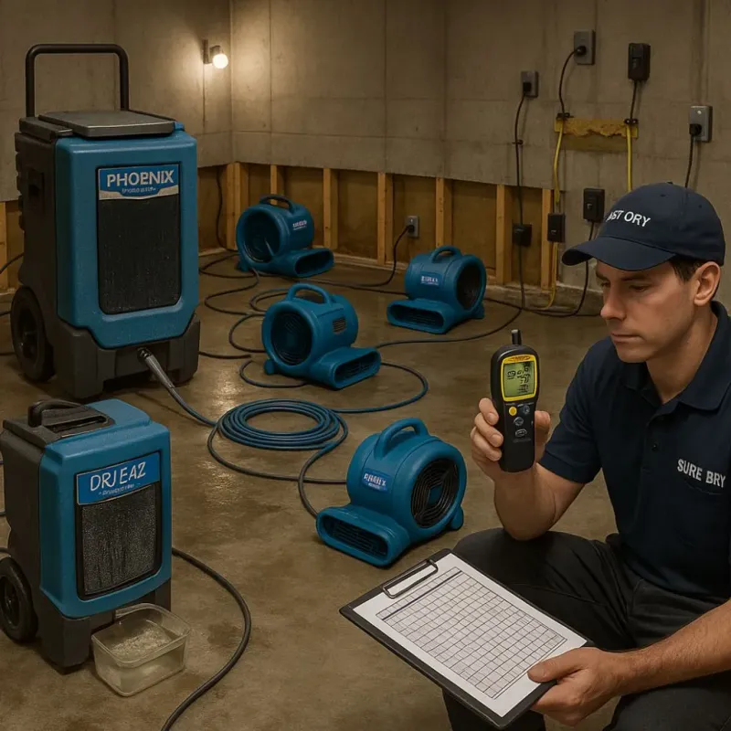Structural Drying and Dehumidification process in Somerset, OH